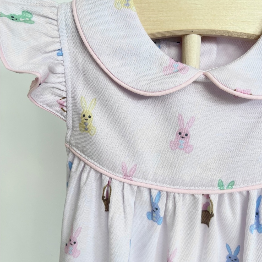 NWOT Sweet Dreams Pink Trim Bunny Print Girls' Dress